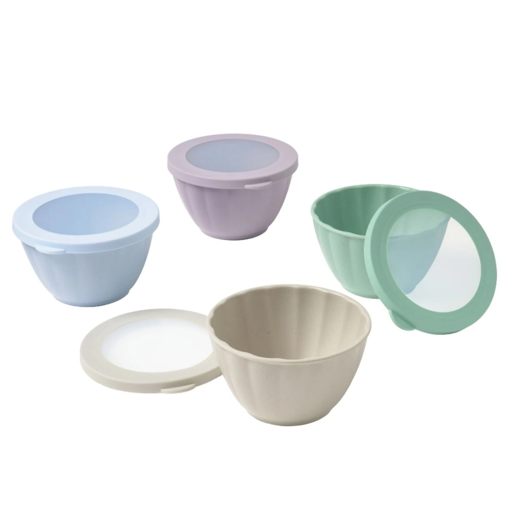 ❤️ Pioneer Woman Bamboo Melamine  Pastel Prep Bowls 8 Piece Set